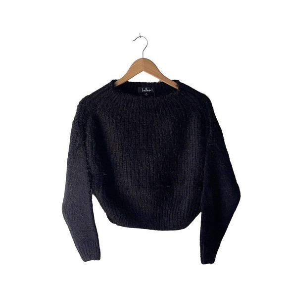 Lulus Sweaters - Lulus Size S Black Soft Felling it Eyelash Knit Cropped Stretch Sweater - New